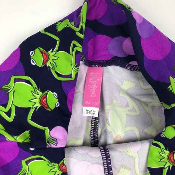 LuLaRoe Disney leggings Muppets Kermit the Frog purple circles one size - Picture 4 of 6